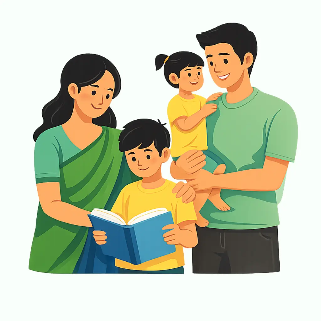 Marathi family parenting illustration showing love and guidance