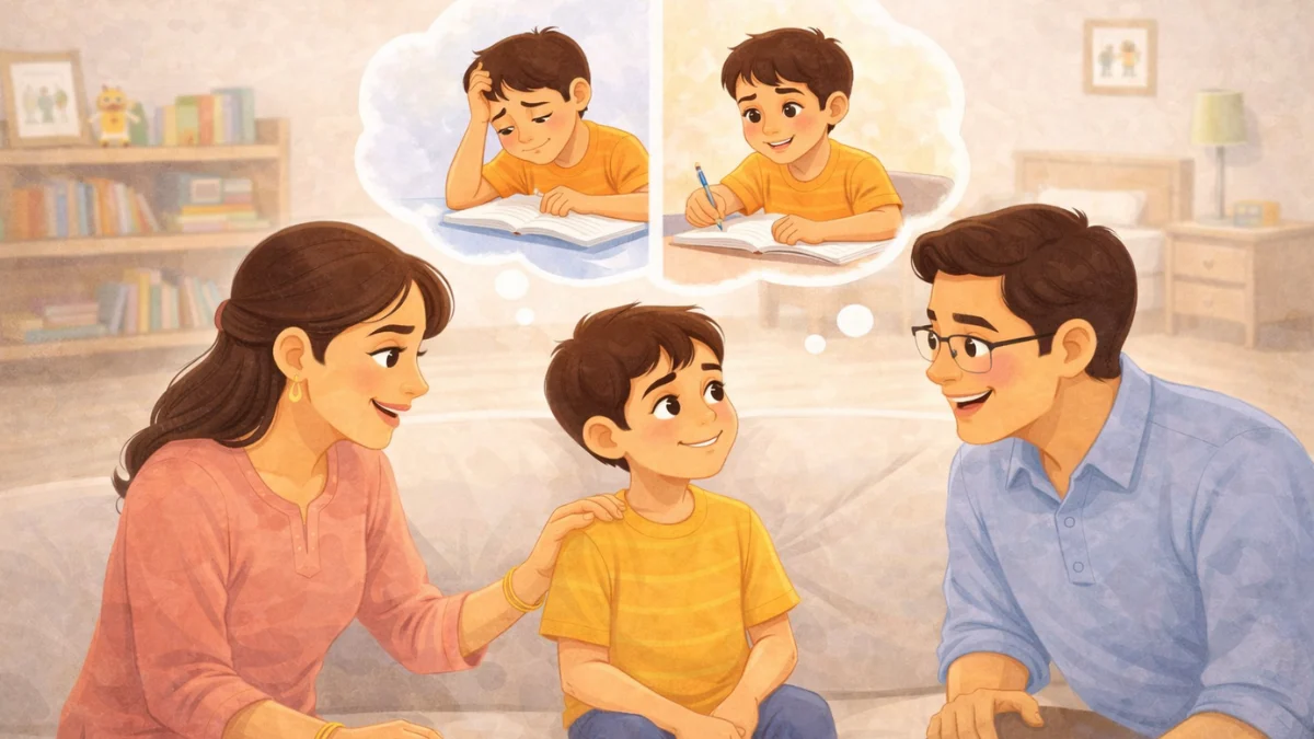 आई-वडील मुलाच्या प्रगतीला तुलना न करता प्रोत्साहन देताना