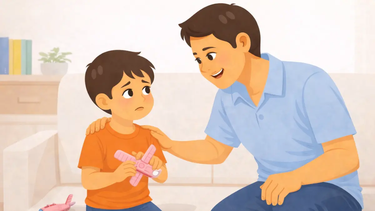 वडिलांसमोर चूक कबूल करताना