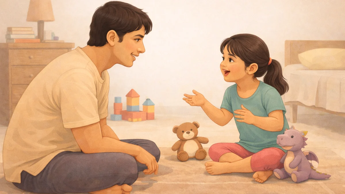 वडिलांसोबत भावना बोलून दाखवणारे मूल