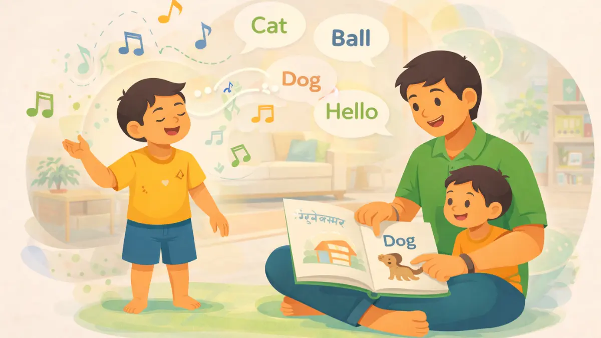 लहान वयात घरात नैसर्गिक पद्धतीने इंग्रजी शिकताना पालक आणि मुले