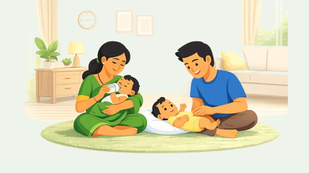 पालक आपल्या बाळाशी प्रेमाने बोलताना