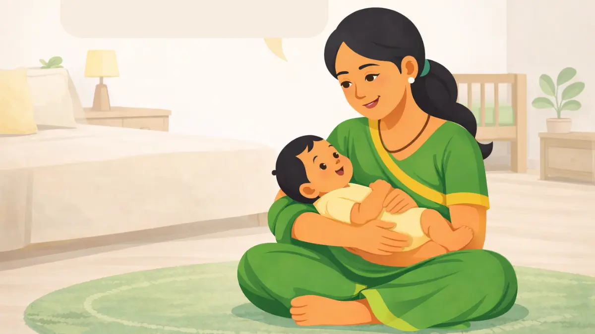 नवजात बाळाशी आईने बोलून बाळाचे नाव सांगणे