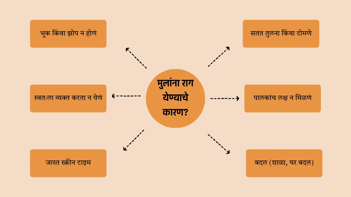 मुलांमध्ये राग येण्याची मुख्य कारणे दर्शवणारा इन्फोग्राफिक
