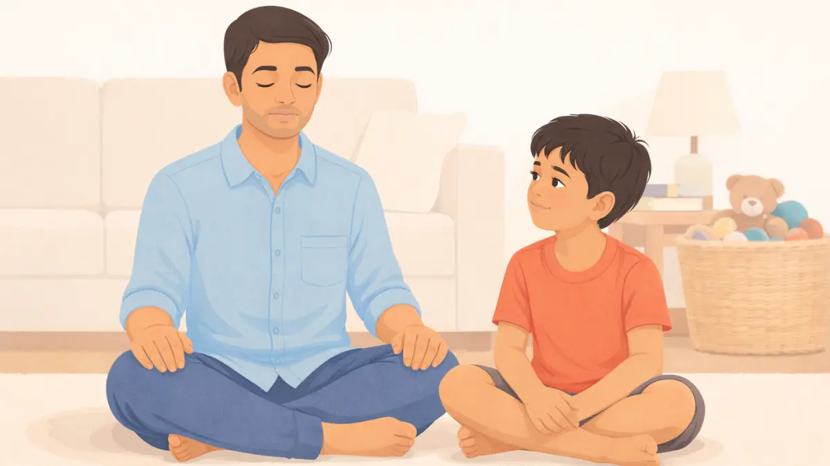 वडील शांतपणे श्वास घेताना