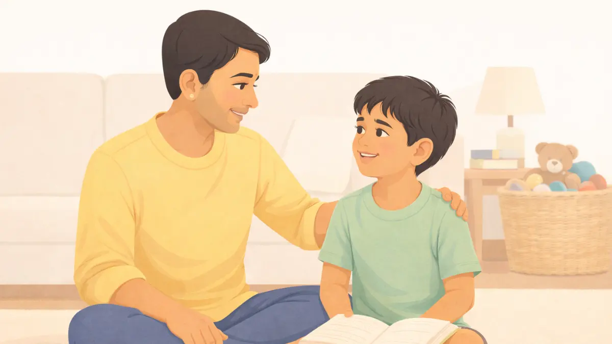 वडील मुलाचे कौतुक करताना